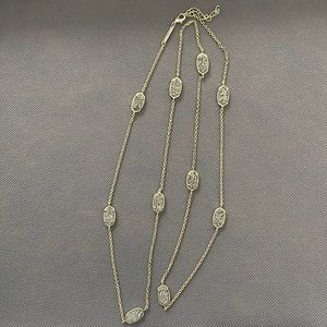 Kendra Scott Kellie Long Necklace Gold/ Platinum Drusy